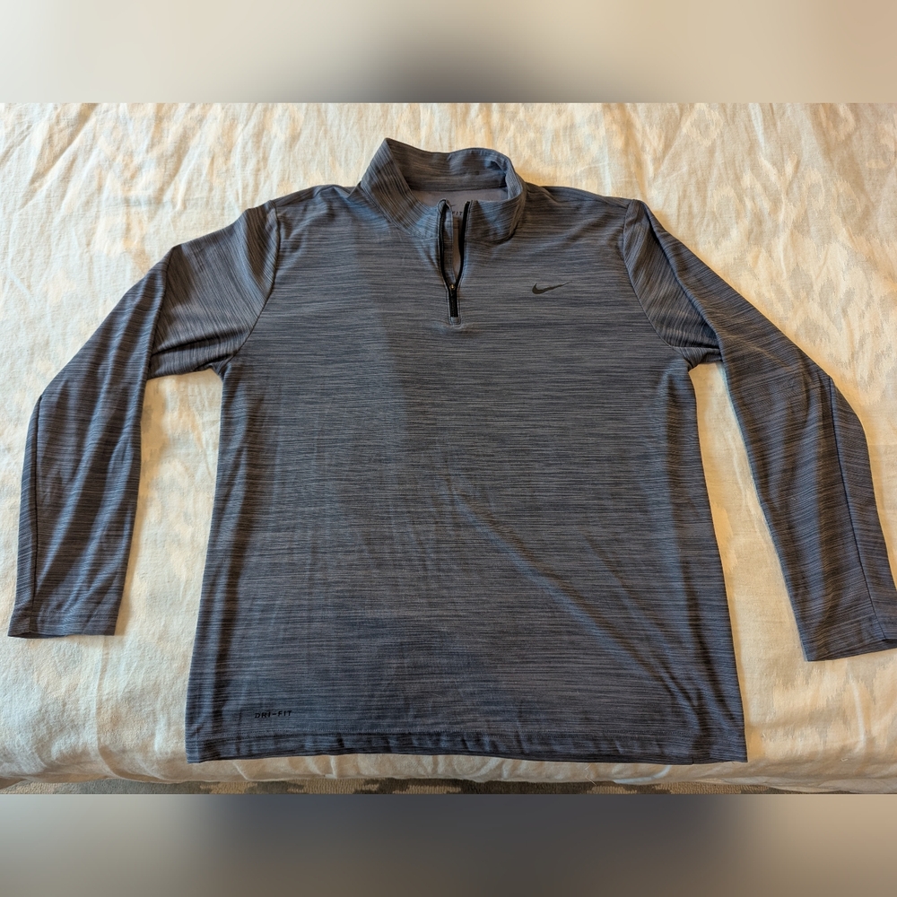 Nike Gray-Blue Long Sleeve Quarter-Zip Pullover